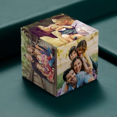 Drawelry Personalisierte Fotowürfel mit 9 Bild Drucken Cube Würfel Fotoalben Faltbare Fotos Zauberwürfel für Familie Freund Gedenk Hochzeit Reisen Eltern-Kinder Haustier Fotodruck Fotorahmen Album (A)