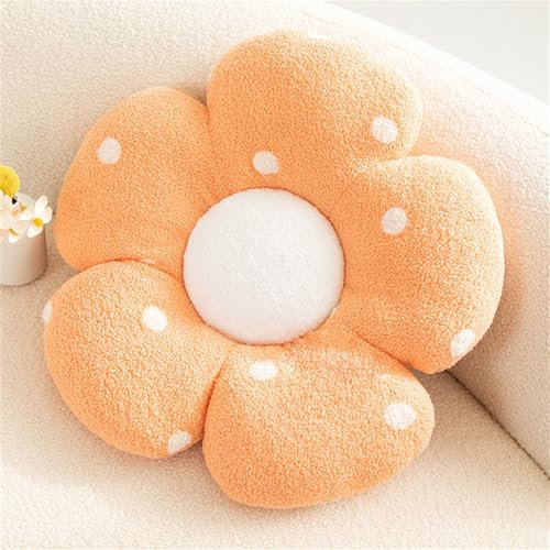 Champracer Blumenkissen, Gepolsterte Welle Punkt Blumenkissen, Nordisch Classic Polka Dot Gefüllte Blumen Stuhl Kissen, Dekokissen für Zuhause Schlafzimmer Sofa (Orange,45 cm)