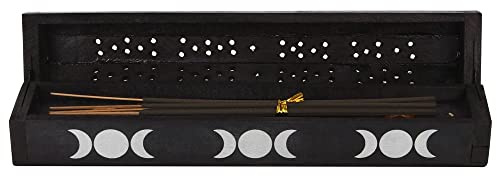 Triple Moon Räucherstäbchenkästchen aus Holz inklusive Räucherstäbchen - Räucherstäbchenhalter Räucherstäbchen Aufbewahrung Box Esoterik