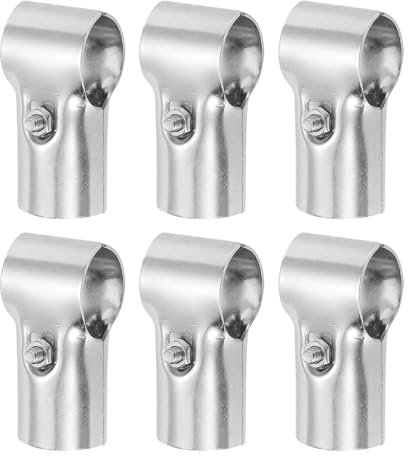 Sourcing Map 6Pcs Stainless Steel T Pipe Clamp Connector, Silver, 30mm OD, Chain Link Fence Clamp, Pipe Connector, Hardware Clamp Vise