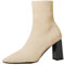 Generico Stivali Pioggia Donna Alti Stivali Pioggia Uomo Stivali da Donna Primavera Autunno Inverno Punta a Punta con Trama Volante in Mesh Grosso Tacco Stivali a Scarpe da Pioggia Donna (Beige, 36)
