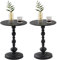 Ginhow Couchtisch Rund, 2er Set Beistelltisch Schwarz für Wohnzimmer, Vintage Sofatisch, Kleiner Beistelltisch Metall, Kreativ Coffee Table (40 x 45cm)