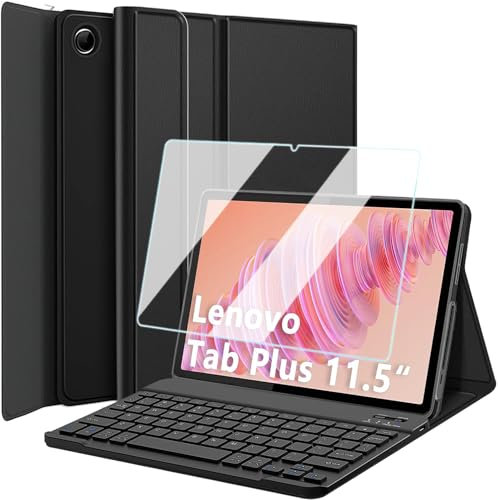 Wineecy Keyboard Case with Screen Protector for Lenovo Tab Plus 11.5 Inch 2024 (TB351FU), 9H Tempered Glass, Detachable Wireless Bluetooth Keyboard with Slim Stand Cover