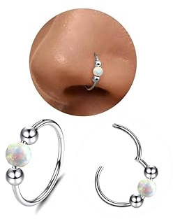 Diamday Opal Nasenpiercing Nasenring Hoop Piercing Ohr Chirurgenstah Piercing Nase Septum Ringe Nasenring Nostril Silber Gold Helix Ring Tragus Conch Clicker lippenpiercing Schmuck 20/18/16G 8/9/10MM