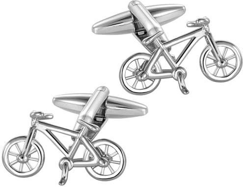 HAWSON Novelty Bicycle Cuff Links Mens Silver Cycling Cufflinks Cool Stuff Gifts for Cyclists