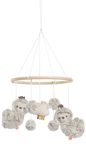 Fehn Holz-Mobile Faultier mit Stoff-Figuren für Babys | Beruhigt & beschäftigt Babys mit sanft beweglichen Figuren – optimal zum Beobachten über Wickeltisch oder Babybett
