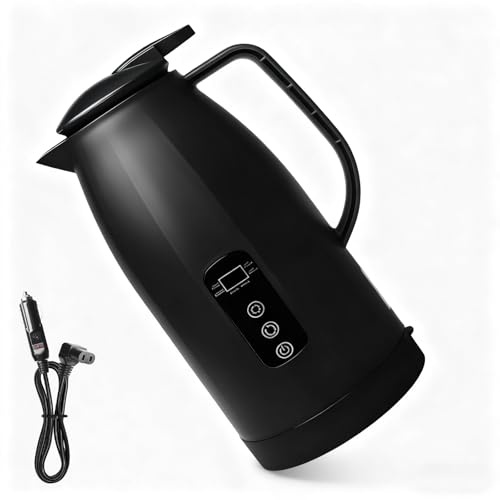 Behogan 1,2 Liter Auto Wasserkocher: 12v - 24v Wasserkocher für Auto, Tragbarer Elektrischer Edelstahl Reisewasserkocher Mit 12/24 Volt Zigarettenanzünder, Reisewasserkocher für Camping Reisen Lkw