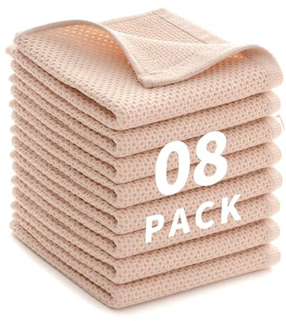 LikGuest Geschirrtücher 8er Set 30 x 30 cm,Weiche Geschirrhandtücher Küchenhandtücher Saugfähig Küchentücher Saugfähig Küchentücher Spüllappen Putzlappen, Beige