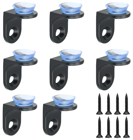 Mooche 8Pcs Glass Shelf Bracket Black, with Suction Cup Anti- Scratch