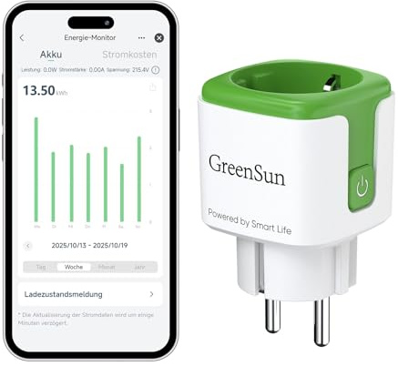 GreenSun Stromzähler für Steckdose Wlan Smart Steckdose mit Strommessung