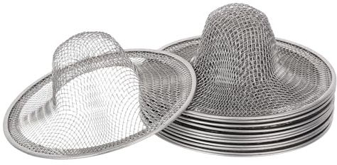 Kisangel Lot de 12 Passoires D’évier en Acier Inoxydable 9 Cm Diamètre, Couvercle de Bonde Rond Anti-cheveux, Grille D’évacuation pour Lavabo, la Cuisine et Balcon, Récupération