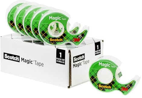 Magic Tape & Refillable Dispenser, 3/4 x 650, Clear, 6/Pack