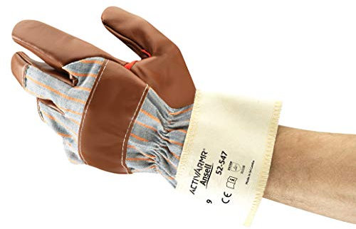 Ansell ActivArmr 52-547 Arbeitshandschuhe, Öl-Schmutzabweisung, Herausragende Abriebfestigkeit, Schutz vor Schürf-, Schnitt- und Stichwunden, Waschmaschinenfest, Größe L (12 Paar)
