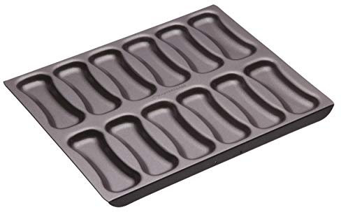 MasterClass - Moule à Gâteau, Plaque de Cuisson pour 12 Éclairs, Antiadhésif en Acier au Carbone, Gris, 31 x 25,5 cm