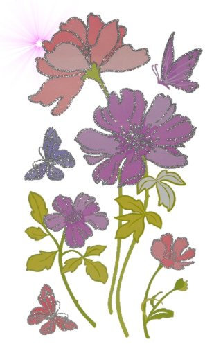 alles-meine.de GmbH 6 TLG. Set XL Wandtattoo/Fensterbild/Sticker - Blumen Blüte Glitter Glitzer - Wandsticker Aufkleber