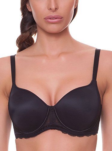 Selene, Reggiseno Donna con Ferretto e Coppe Imbottite, Dettagli in Pizzo Trasparente, Collezione Desire, Colore Nero, Taglia 3D