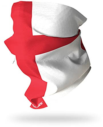Ruffnek ENGLAND FLAG/ST GEORGES CROSS Multifunctional Headwear Neck warmer Snood, Football/Rugby Supporters Scarf - Unisex One Size