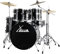 XDrum Semi 22 Standard Schlagzeug Midnight Black - 22 BD, 12 TT, 13 TT, 16 FT, 14 SD - Set inkl. 16 Crash Becken und Galgenbeckenständer - Schwarz