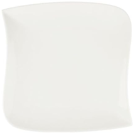 Secret de Gourmet - Lot de 6 Assiettes Plates Carrées Vague 25cm Blanc