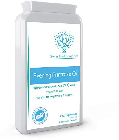 Evening Primrose Oil 1000mg 90 Capsules - Vegan & Cold Pressed - Premium High GLA Formulation - No GMOs - UK Made Vegan Soft Gels