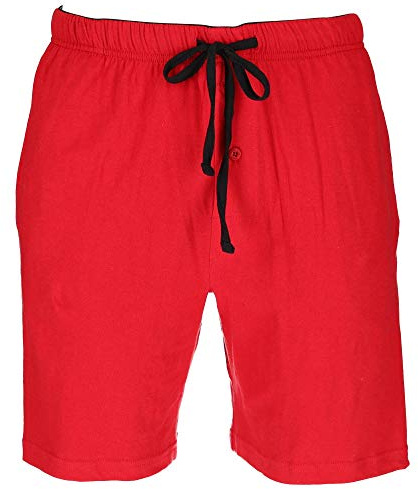 Hanes Men's Jersey Knit Cotton Button Fly Pajama Sleep Shorts, Medium, Red