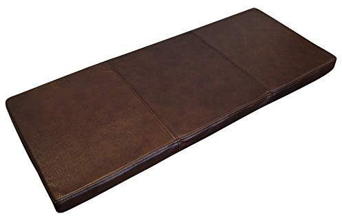 Quattro Meble Dunkelbraun Echtleder Bankauflage Sitzkissen Lederkissen Sitzpolster Bank Auflage doppelt genähtes Echt Leder Kissen Sitzauflage (45 x 110 cm)