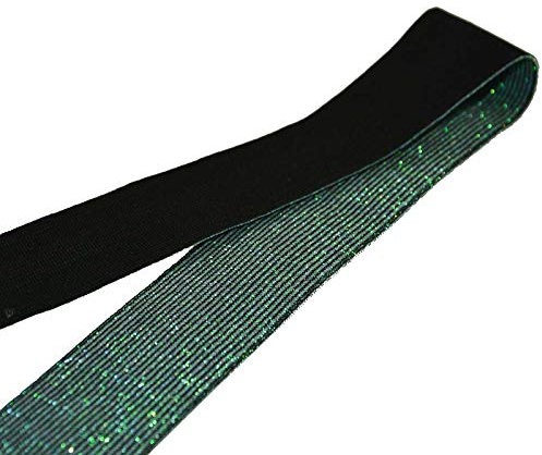 1m Meterware Glitzer-Gummiband 40mm Gummiband Glitzer Band Gummilitze, Farbe:grün