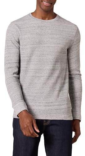 Amazon Essentials Men's Regular-Fit Long-Sleeve Waffle Shirt, Light Grey Heather, L