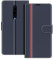 COODIO Coque en Cuir pour OnePlus 7 Pro, Étui Housse Pochette Fonction Stand pour OnePlus 7 Pro, Bleu Foncé/Rouge