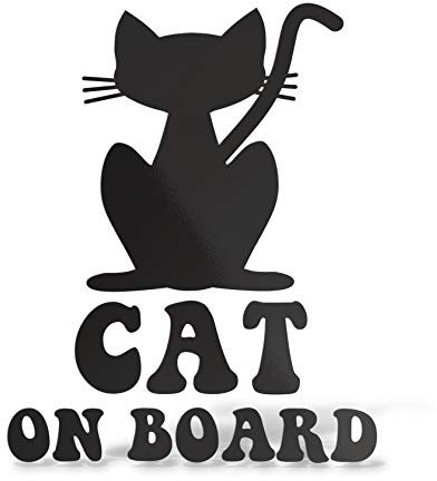 ERREINGE STICKER PRESPAZIATO NERO 12cm - GATTO A Bordo Moto Biker CAT ON BOARD - Adesivo Decal Decalcomania Vinile Murale Laptop Auto Moto Casco Camper
