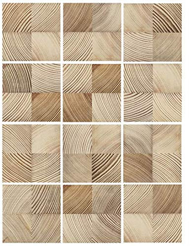 Stickers Carrelage - Effet Bois Veines - Dimensions d'un Sticker : 20 x 20 cm - Planche de 12 Adhésifs