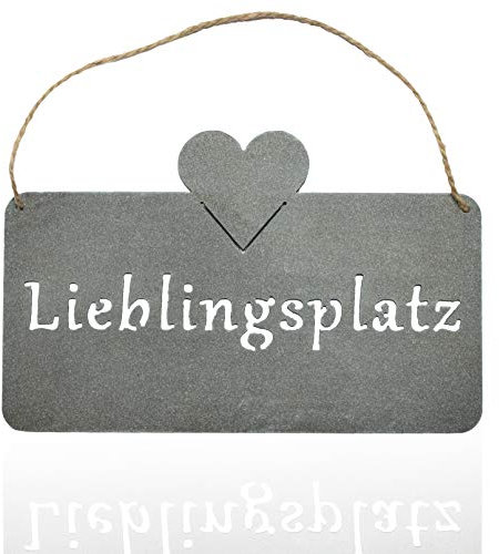 B2S BACK2SEASON Metall-Tafel Lieblingsplatz zum aufhängen grau Gartenschild Deko modern B=25 cm