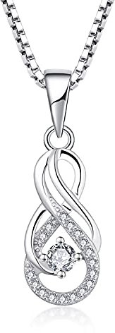Starnny Damen Kette Silber 925 Unendlichkeit Halskette Anhänger mit April Geburtsstein 3A Zirkonia Schmuck für Frauen