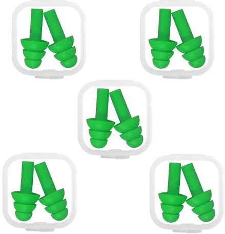 5 Paar Silikon Ohrstöpsel, Wiederverwendbare Ohrstöpsel, Wasserdichte Ohrstöpsel zum Schwimmen, Ohrstöpsel zum Schlafen, Geräuschreduzierende Ohrstöpsel für Arbeit, Studium, Laute Orte