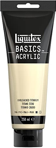 Liquitex 88700240 Basics - Peinture acrylique, peinture artistique monopigmentée, résistante à la lumière, qualité archive, finition satinée, tube de 250 ml - Titane Ecru