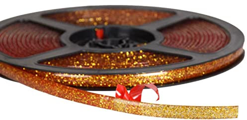 HOCHSTE Ceramic Tile Trim Mildewproof Gap Edges Tape Self-adhesive Sealing Corner Side Strip Tape Bath Sealant Strip, Sealant Tape Aluminum Foil Strip for Kitchen Wall Edge Golden 6m with 8mm