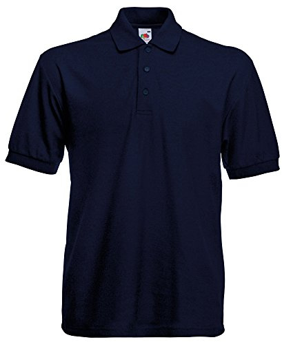Fruit Of The Loom 65/35 Men's Pique Short Sleeve Polo Shirt, Dark navy blue, M