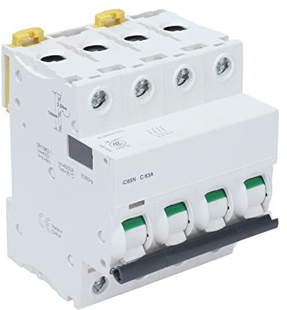 Disjoncteur Miniature AC 400V 63A 4P Din Rail Mount Accueil Protection Contre Les Surcharges Commutateur d'air pour Les Lignes de Distribution D'éclairage RéSidentiel Système Solaire PV