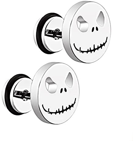 Lot de 2 boucles d'oreilles à tige en forme de tête de mort anti-allergique style punk, boucles d'oreilles en forme de tête de mort pour homme et garçon, non sexuels (couleur acier), Métal