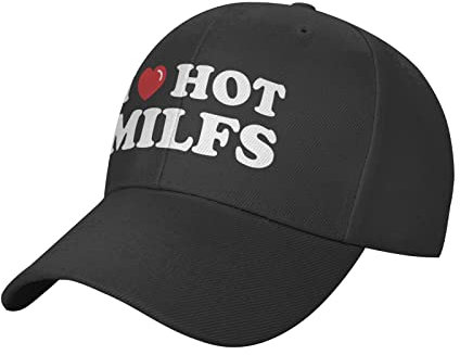 Bestickte Baseballkappe I Love Hot Milfs Baseballkappe Lustige Worte Cap MGK Hat (Größe: Medium)