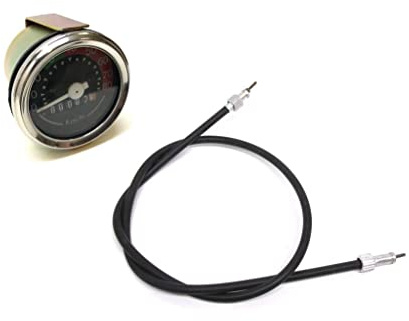48mm Tacho bis 80 km/h + 900mm Tachowelle Set passend für Kreidler Florett RS RMC Flory, Puch Maxi, Zündapp C GTS KS, Simson KR51 Star Sperber Schwalbe – M10 Gewinde, VDO Qualität