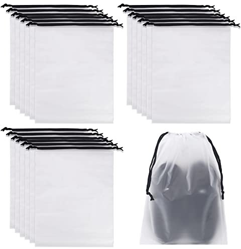COSHEHKG 25Pcs Shoe Bag for Travel, Shoes Organizer with Rope Clear Travel Winter Storage Bag Packing Waterproof Space Saving Drawstring Pouch for Women Men