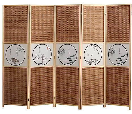 Raumteiler Sichtschutz Trennwand Stellwand Elegant Bambus Trennwand Für Salons Raumtrennschirm 5 4 3 Paneele, Freistehend Klapp Separator Sichtschutz-Barriere Für Hallen Eingang Schlafzimmer ( Size :