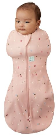 ergoPouch 1,0 Tog Babyschlafsack, 0–3 Monate, Babyschlafsack für warme und gemütliche Nächte, Kokon-Wickelsack, das Baby bleibt ruhig und entspannt (Gänseblümchen)