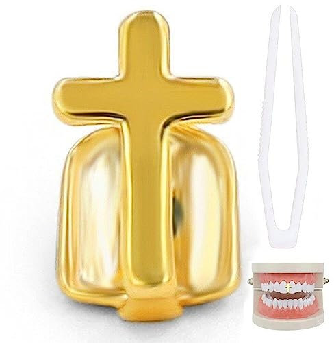 Fopytu Punk -Kreuz Mund Zähne Zahn Zähne Einzelne Grillkappe Für Zähne Mund Halloween Party Cosplay Accessoires Zähne Grills