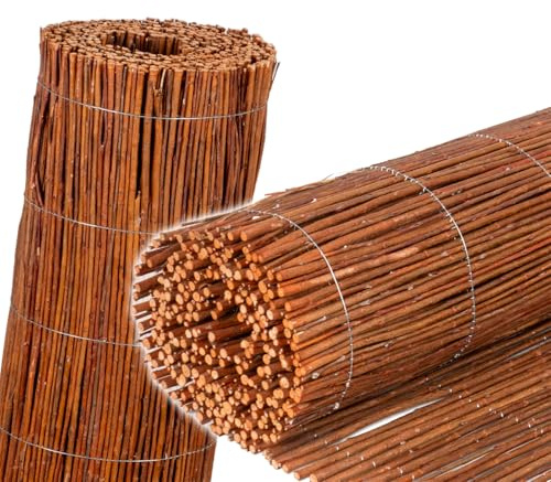 VOSS.garden 5m Weidenmatten 120cm hoch, Sichtschutzmatte aus Weide, Windschutz, Sonnenschutz, Weidenzaun, natürlicher Sichtschutz, Schutz vor Wind, Staub, Lärm, für Garten, Balkon, Terrasse