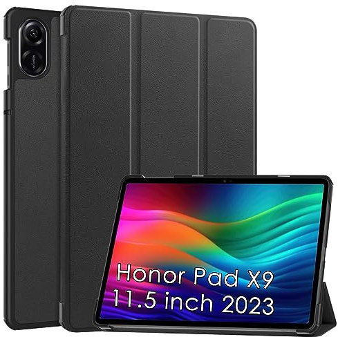 XLTTONG Case for Honor Pad X9 11.5 inch 2023,Slim Lightweight Protective Three Folding Hard Back Shell Stand Cover for Honor Pad X8 Pro (Black)