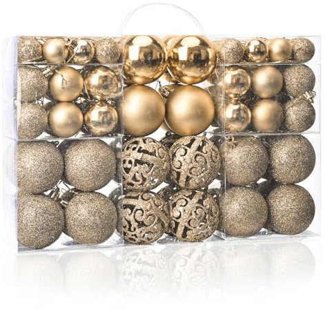 MeetXmas Christbaumkugeln, Champagner, bruchsicher, Weihnachtsbaumschmuck, 100 Stück
