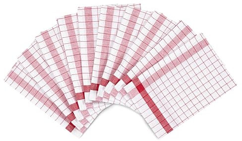 Ross - Exclusiv - 10 X Geschirrtücher - Baumwolle - Leinen - im Set (Rot)