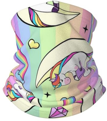 ZORIN Fleece-Halswärmer, Schal, Fantasie, Pferd, Mond, Regenbogen, winddicht, Winter-Ski-Gesichtsmaske, Halstuch, Sturmhaube für Männer und Frauen, Laufen, Skifahren, Sport, Schwarz , One size